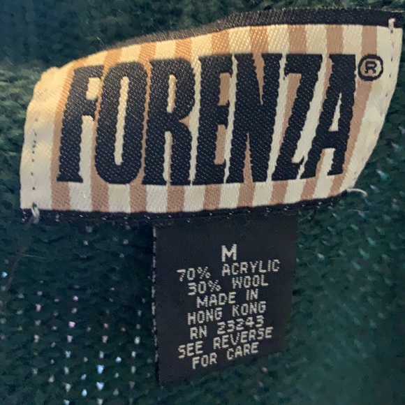 Forenza Green/White Thick Cardigan with Rose Size Medium - Picture 8 of 8